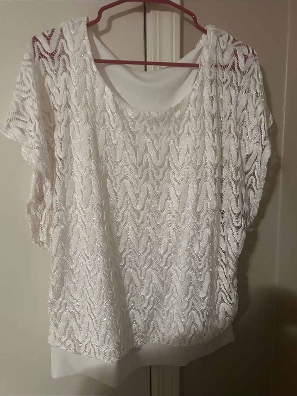 White Lace Overlay Women’s Top - Brand Unspecified